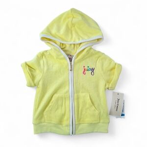 Juicy Couture Baby Girl Hoodie 24M Yellow Terry Zip-Up Rainbow Logo NWT
